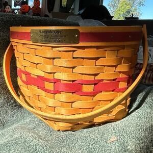 Longaberger 1997 Christmas Collection Green Snowflake Basket w/Liner & Protector